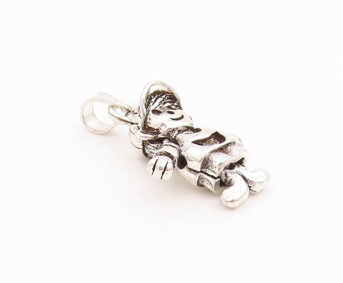 925 Sterling Silver Vintage Pendant Mini Happy Boy Charm Moves  PT24434