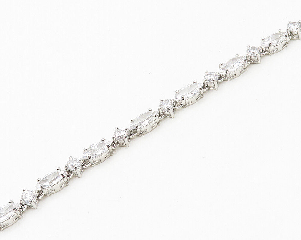 925 Sterling Silver  Sparkling Prong Set Cubic Zirconia Chain Necklace  NE2766