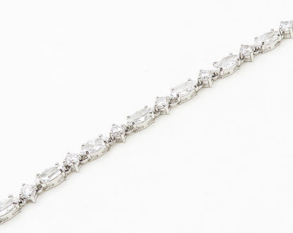 925 Sterling Silver  Sparkling Prong Set Cubic Zirconia Chain Necklace  NE2766