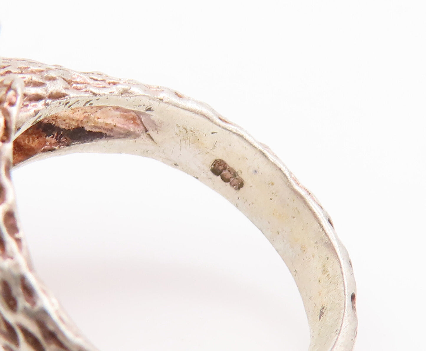 925 Sterling Silver Vintage Ring Solid Carved Goat With Ruby Eyes Sz 6 RG28310