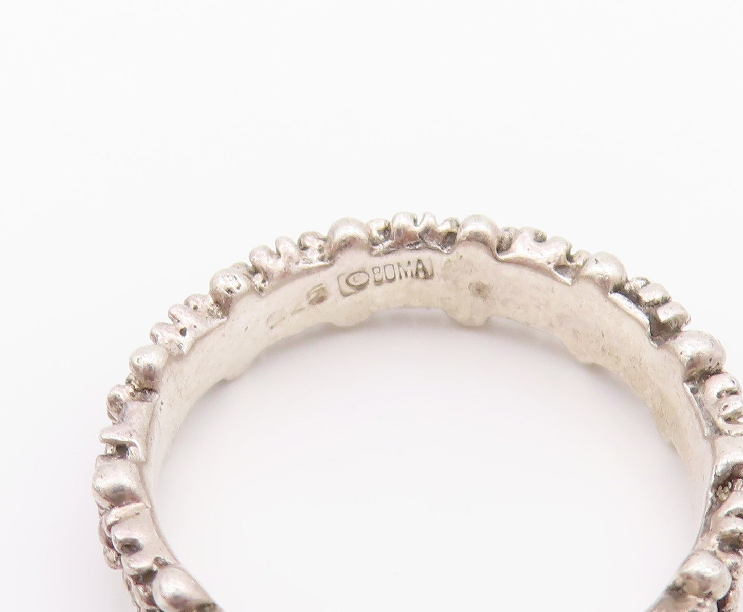 925 Sterling Silver Vintage Ring BOMA Floral Carved Tiara  Sz 8  RG32554