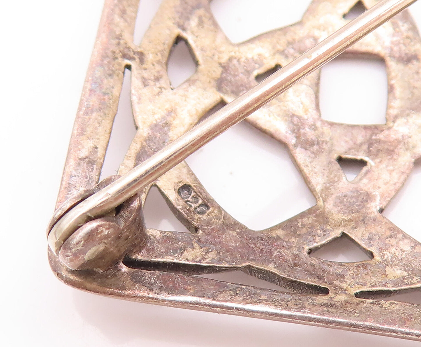 925 Sterling Silver Vintage Brooch Pin Solid Cutout Celtic Knot Square  BP11087