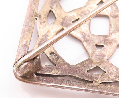 925 Sterling Silver Vintage Brooch Pin Solid Cutout Celtic Knot Square  BP11087