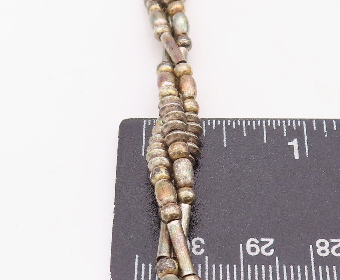 925 Sterling Silver Vintage Necklace Solid Twisted Beaded Chains  NE4328