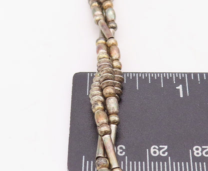 925 Sterling Silver Vintage Necklace Solid Twisted Beaded Chains  NE4328