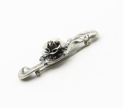 JEWEL ART 925 Sterling Silver  Vintage Rose Flower Swirl Brooch Pin  BP6144