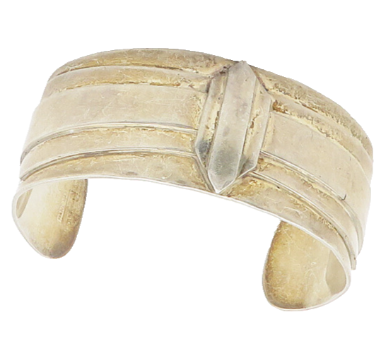925 Sterling Silver  Vintage Shiny Smooth Bow Detail Cuff Bracelet  BT7713