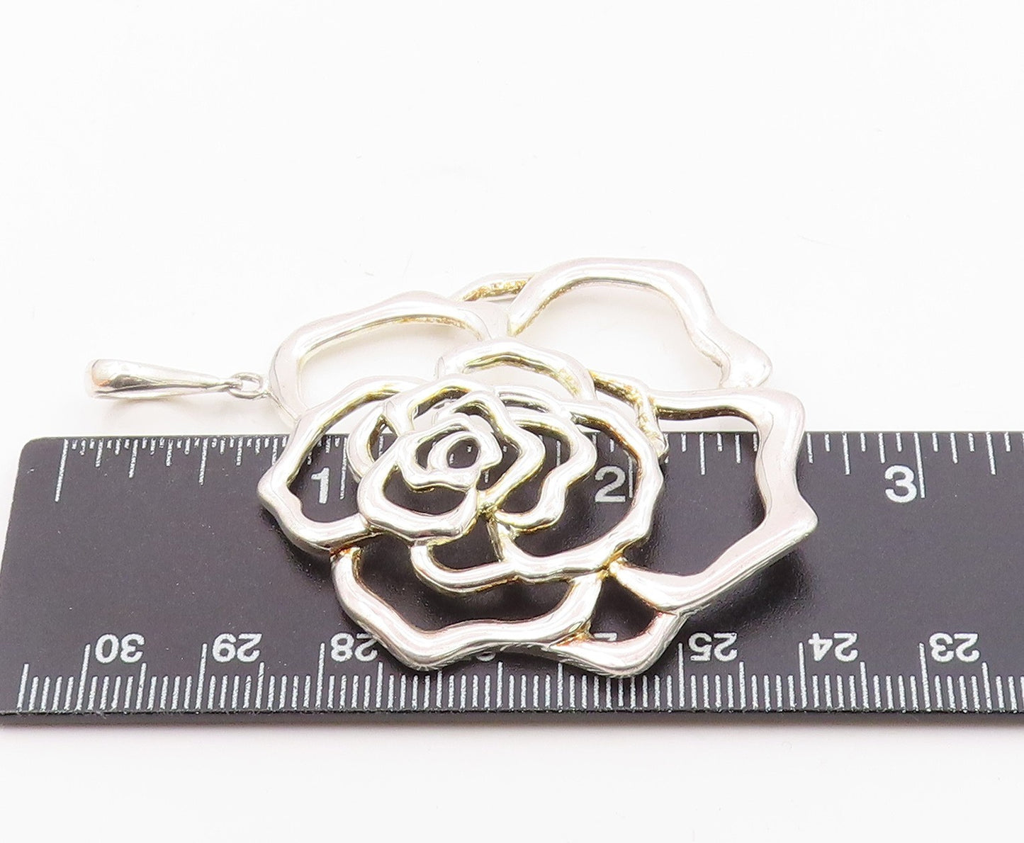 JACMEL 925 Sterling Silver  Vintage Shiny Flower Outline Pendant  PT18367
