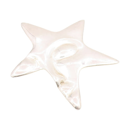 925 Sterling Silver Vintage Brooch Pin Modernist Celestial Star Face  BP12408
