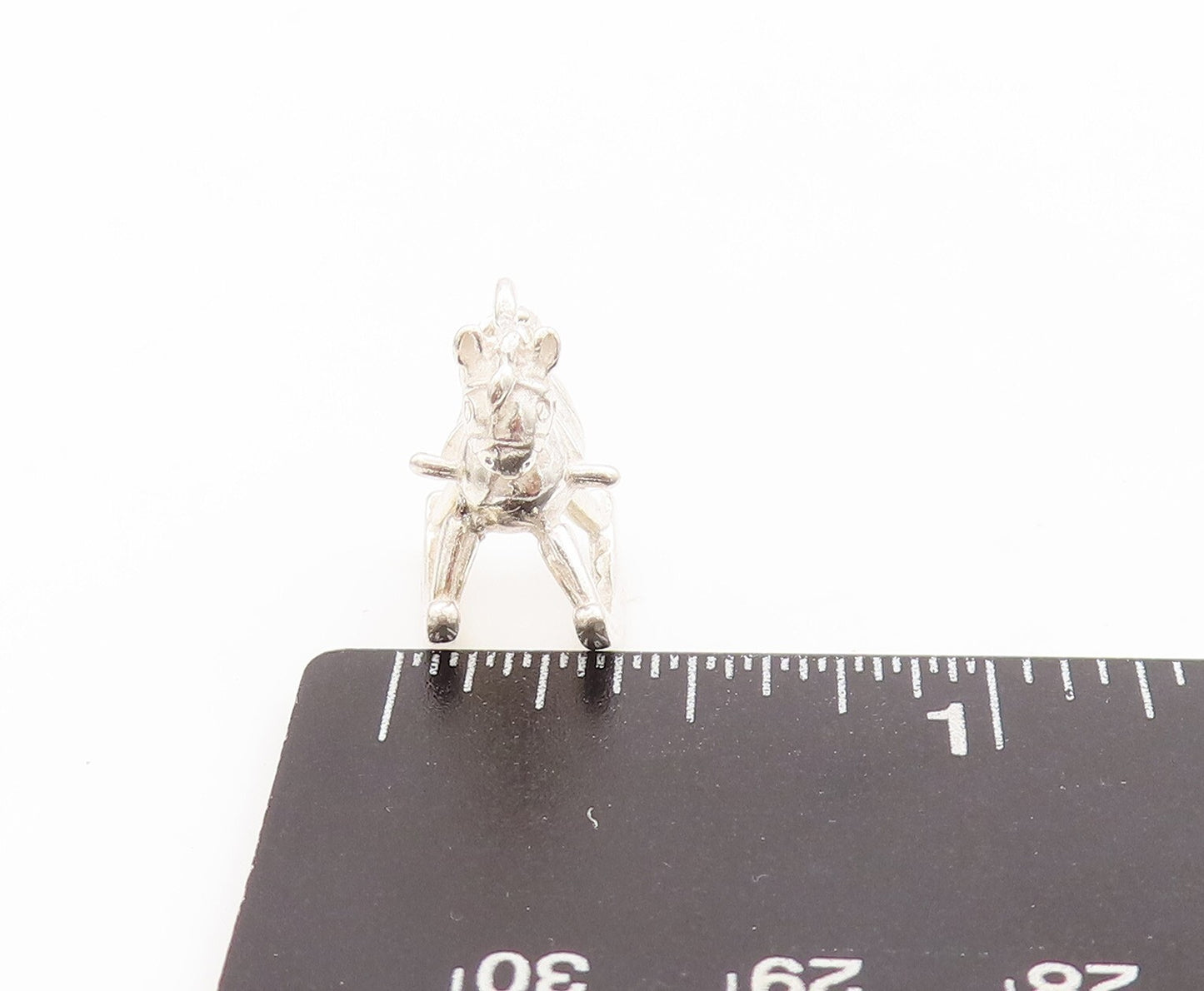 925 Sterling Silver Vintage Pendant Mini Rocking Horse Char Charm  PT23467