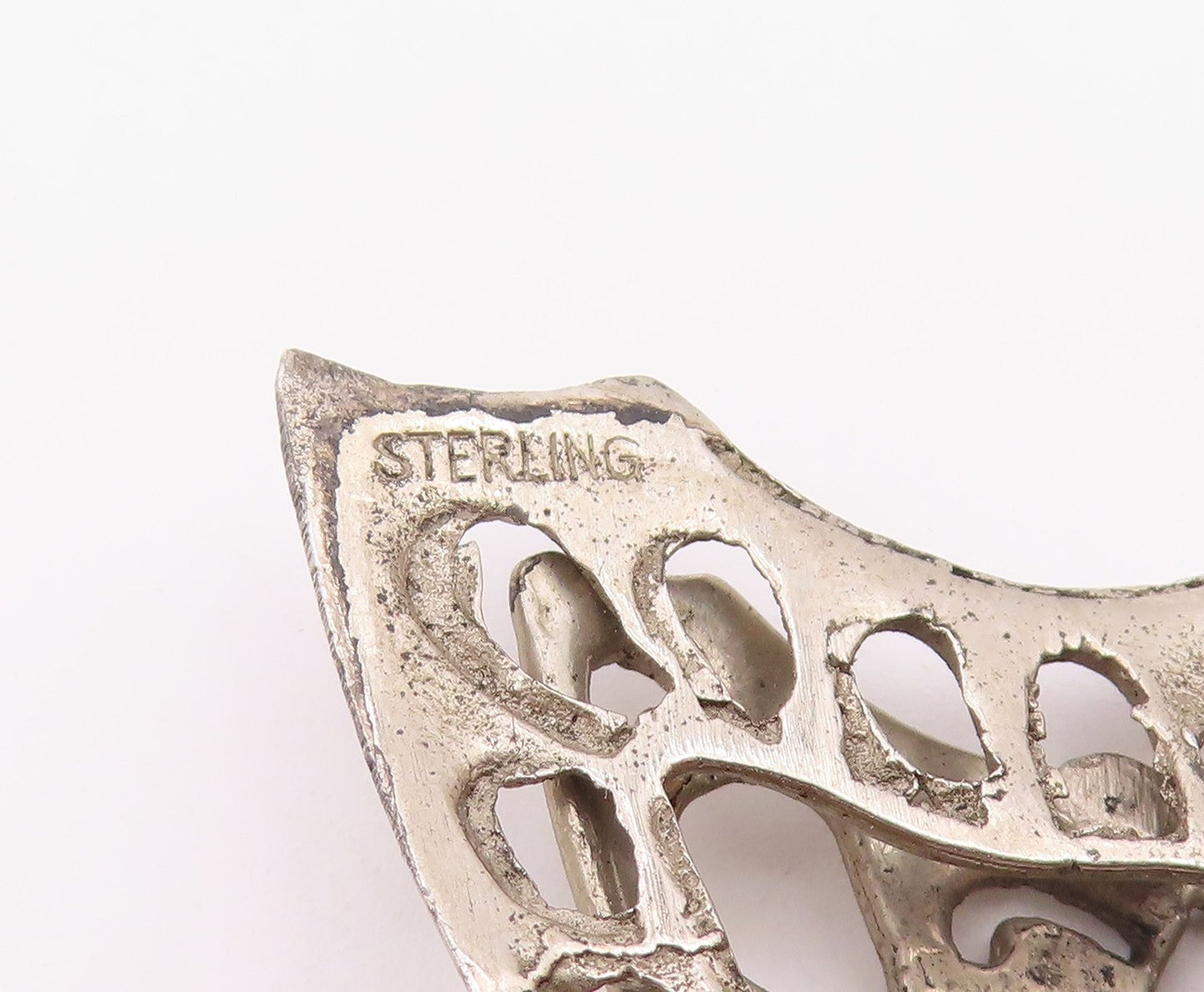 925 Sterling Silver  Vintage Antique Heavy Butterfly Motif Brooch Pin  BP8660