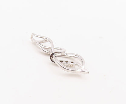 925 Sterling Silver Vintage Pendant Designer Diamonds Inlay Swirly Cut  PT23601