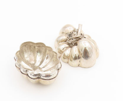 925 Sterling Silver Vintage Trinket Box EUROPE Solid Pumpkin Shape OPENS  TR4058