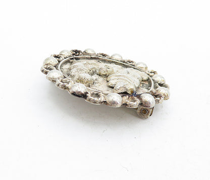 MEXICO 925 Sterling Silver  Vintage Couple Dome Twist Border Brooch Pin BP1966