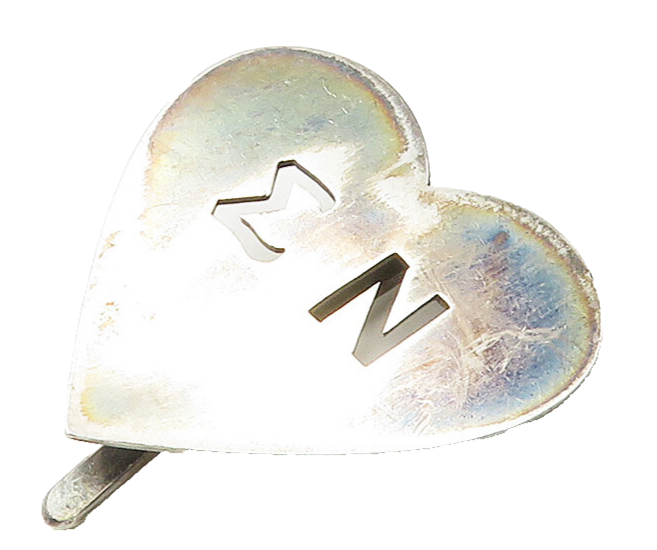 925 Sterling Silver  Vintage Dark Tone Love Heart EN Sweater Pin  TR2195