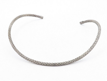 BALI 925 Sterling Silver  Vintage Dark Tone Weaved Collar Necklace  NE1497