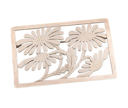 925 Sterling Silver Vintage Brooch EUROPE Daisy Trivet Floral Frame Pin  BP11965
