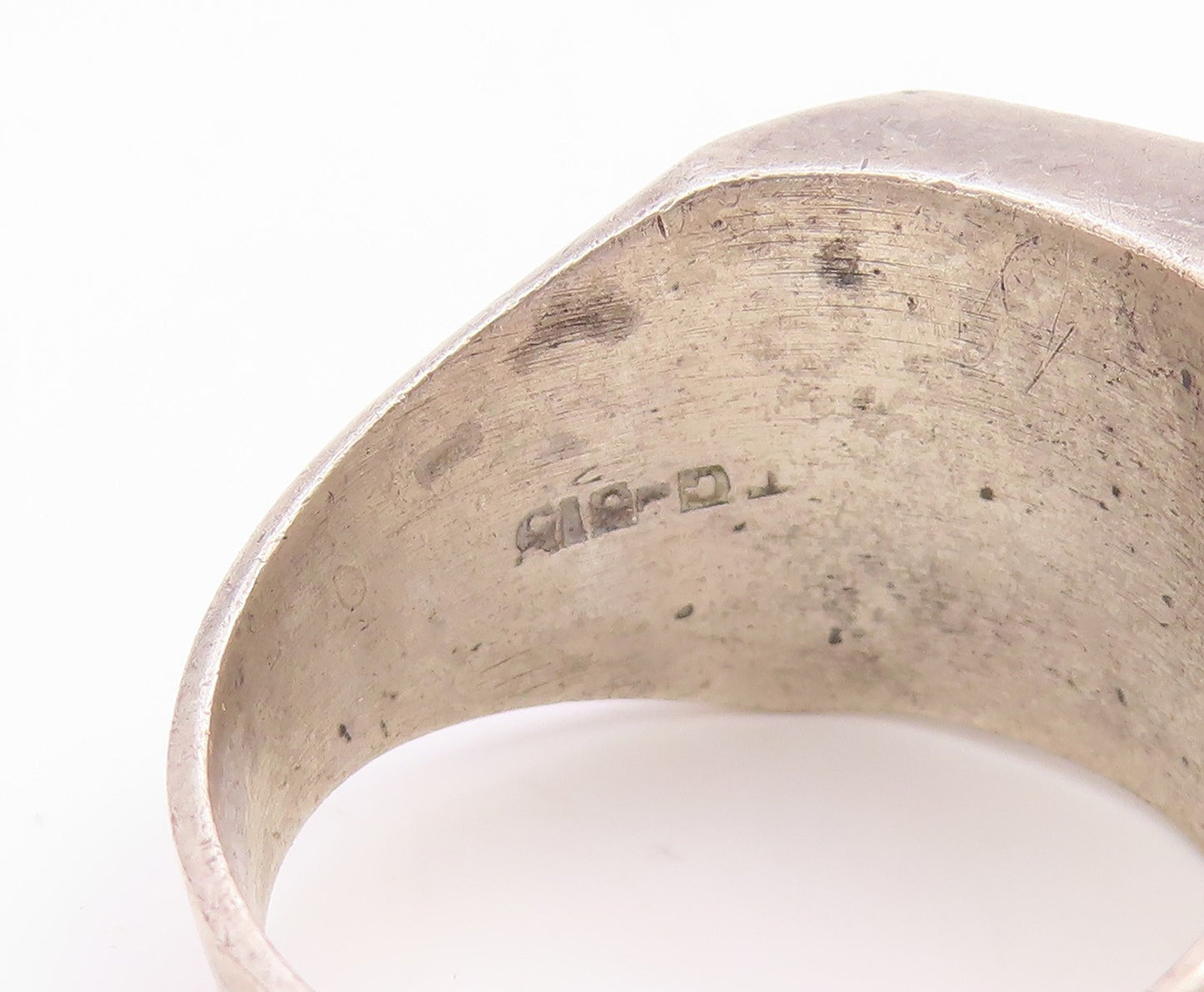 925 Sterling Silver Vintage Ring MEXICO Tiger's Eye Solid Band  Sz 13.5  RG35784