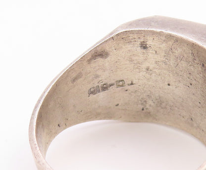 925 Sterling Silver Vintage Ring MEXICO Tiger's Eye Solid Band  Sz 13.5  RG35784