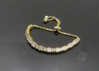 925 Sterling Silver  Vintage Shiny Topaz Gold Plated Chain Bracelet  BT8166