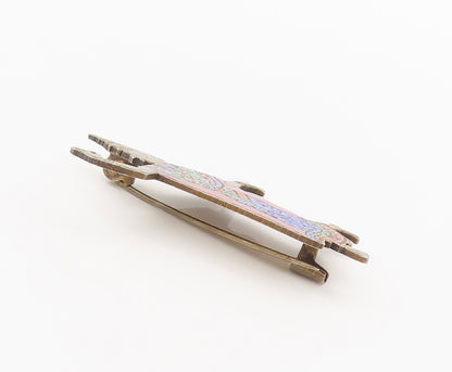 925 Sterling Silver Vintage Brooch Pin SIAM Enameled Girl Folk Dancing  BP10697
