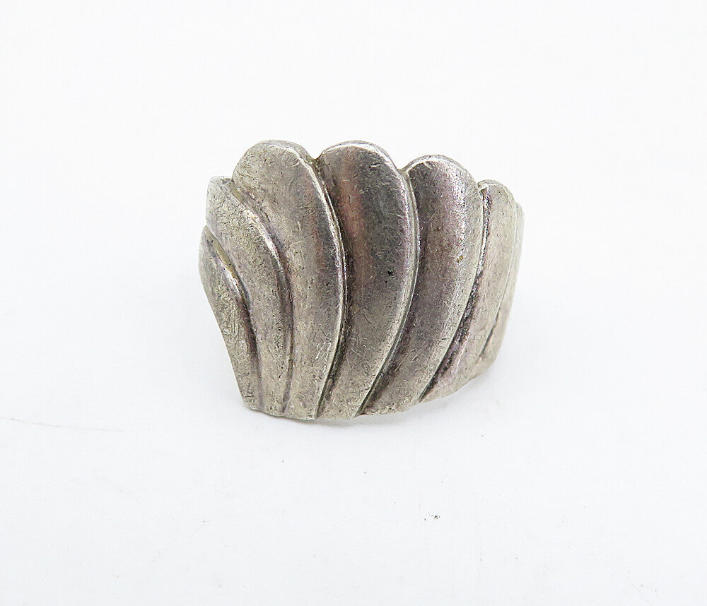 925 Sterling Silver  Vintage Modernist Designed Petite Band Ring Sz 4  RG4763