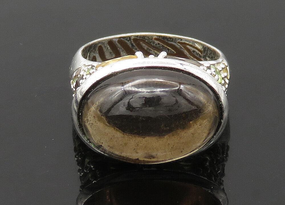 DAVID SIGAL 925 Silver  Vintage Smoky Topaz Dome Cocktail Ring Sz 8  RG22484