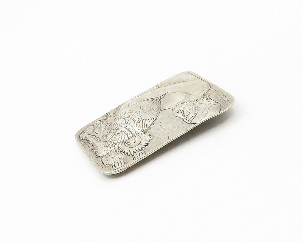 925 Sterling Silver  Vintage Antique Man On Horse Etched Brooch Pin  BP6811