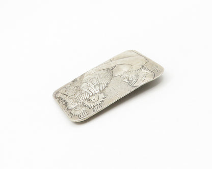 925 Sterling Silver  Vintage Antique Man On Horse Etched Brooch Pin  BP6811