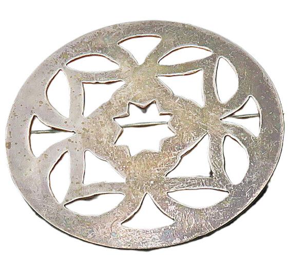 925 Sterling Silver  Vintage Antique Open Flower Pattern Brooch Pin  BP8027