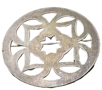 925 Sterling Silver  Vintage Antique Open Flower Pattern Brooch Pin  BP8027