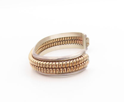 925 Sterling Silver Vintage Bracelet TAHE Two Tone Braided Rope Cuff  BT11371
