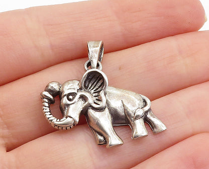 925 Sterling Silver  Vintage Petite Elephant Motif Drop Pendant  PT5608