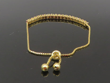 Gold Over 925 Silver  Cubic Zirconia Adjustable Child Box Chain Bracelet BT1107