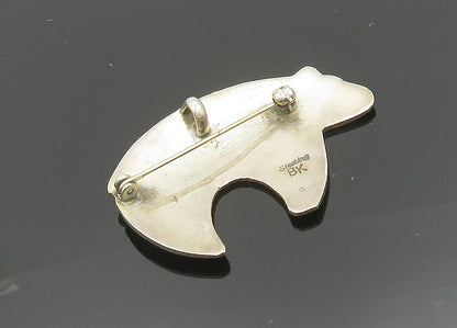 BEATRICE KEE NAVAJO 925 Silver  Vintage Arrow Etched Bear Brooch Pin  BP7859