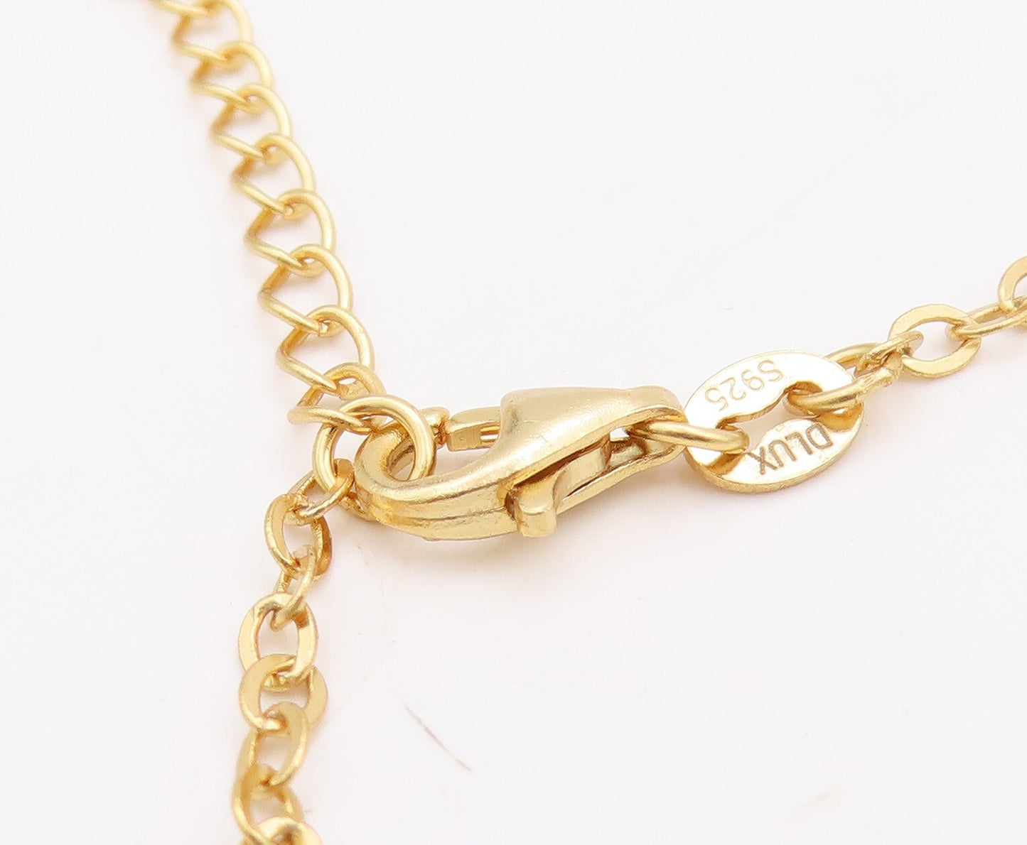 925 Sterling Silver Vintage Necklace Gold Plated Amorphas Cut Gemstone  NE4373