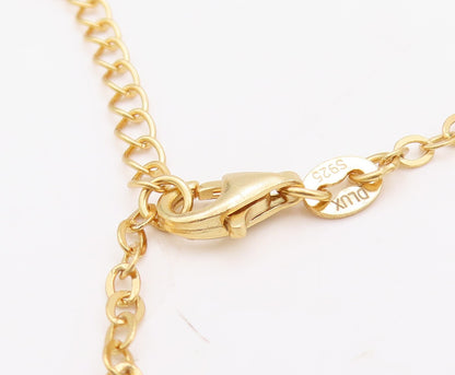 925 Sterling Silver Vintage Necklace Gold Plated Amorphas Cut Gemstone  NE4373
