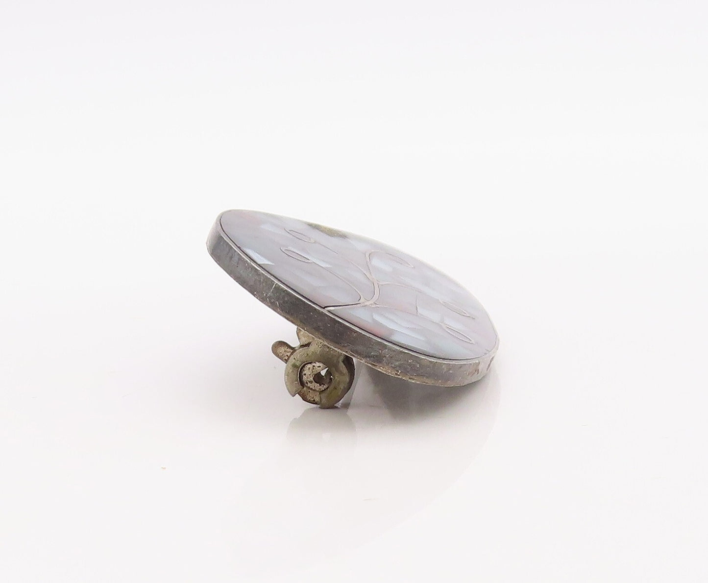 925 Sterling Silver Vintage Brooch Pin ISRAEL Crushed Glass Work Leaf   BP11218
