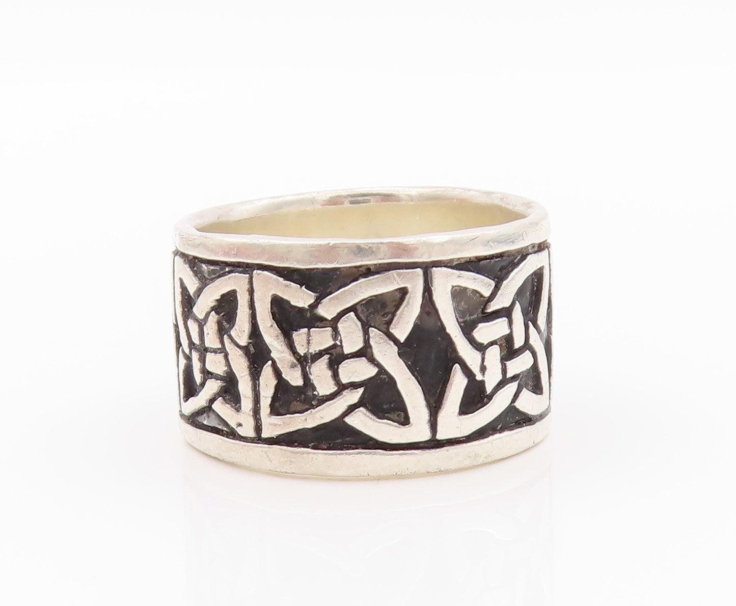 925 Sterling Silver Vintage Ring Celtic Knots Design Etched  Sz 10.5  RG32656