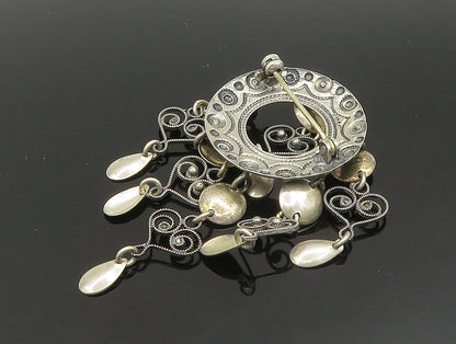 EUROPEAN 925 Silver  Vintage Rope Twist Love Heart Dangle Brooch Pin  BP9457