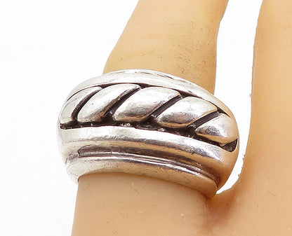 925 Sterling Silver  Vintage Shiny Twist Dome Tapered Band Ring Sz 6.5  RG5877