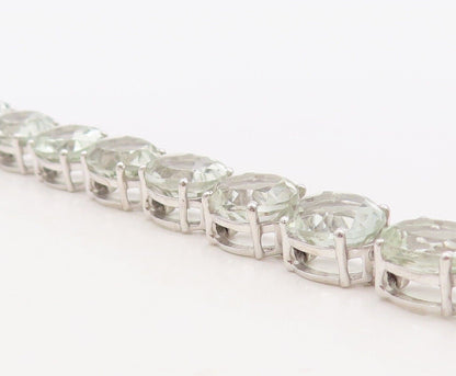 925 Sterling Silver Vintage Bracelet Oval Green Amethyst Tennis Bracelet BT10763