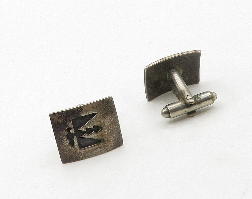 925 Sterling Silver  Vintage Oxidized Design Square Cufflinks  TR2251
