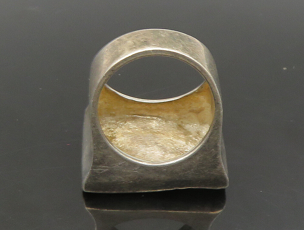 PIERRE 925 Sterling Silver Vintage Textured Square Dome Band Ring Sz 6.5 RG24018