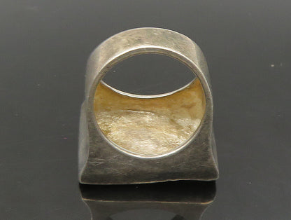 PIERRE 925 Sterling Silver Vintage Textured Square Dome Band Ring Sz 6.5 RG24018