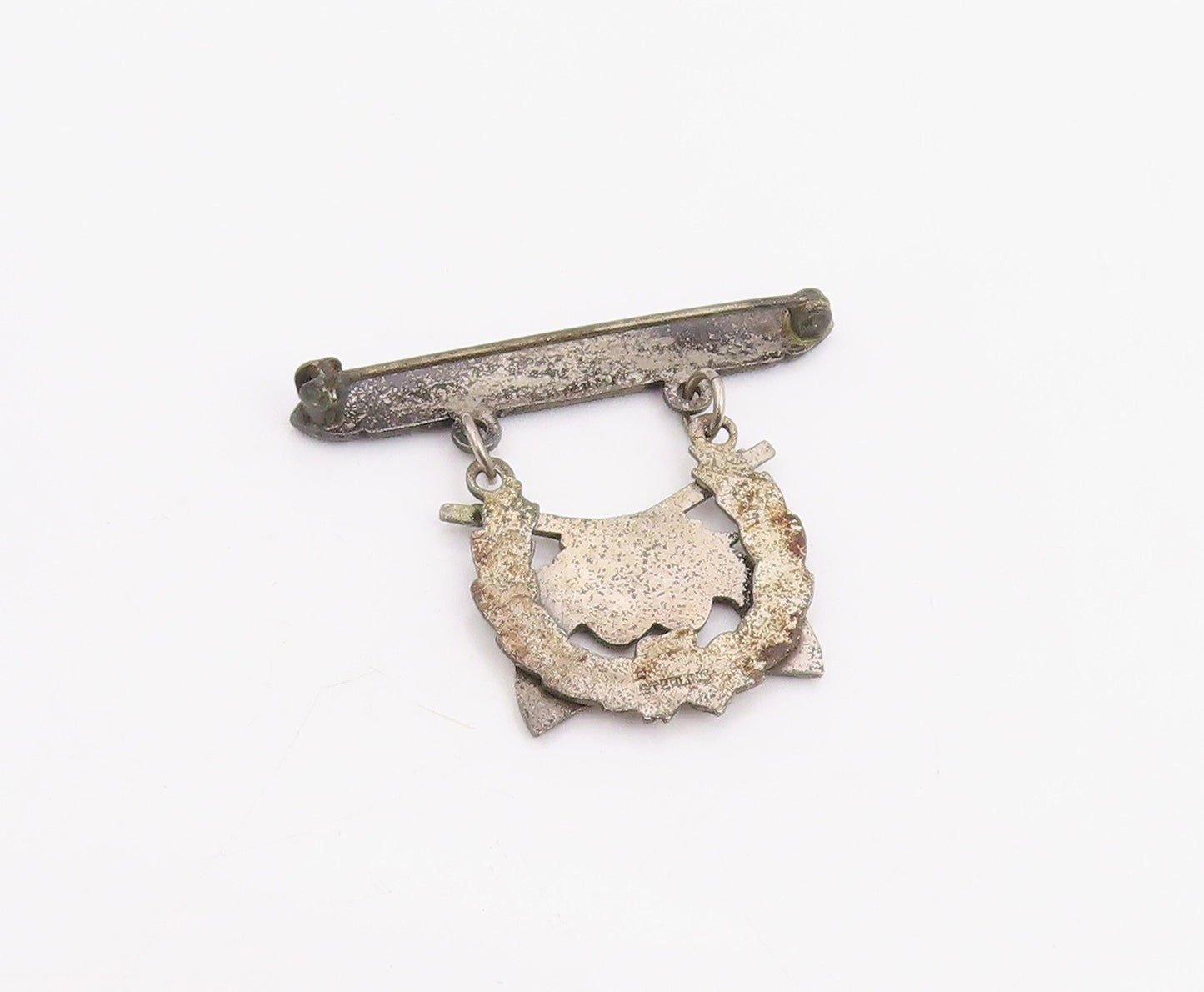 925 Sterling Silver Vintage Brooch Antique Enamel Expert Marine Pistol  BP12318