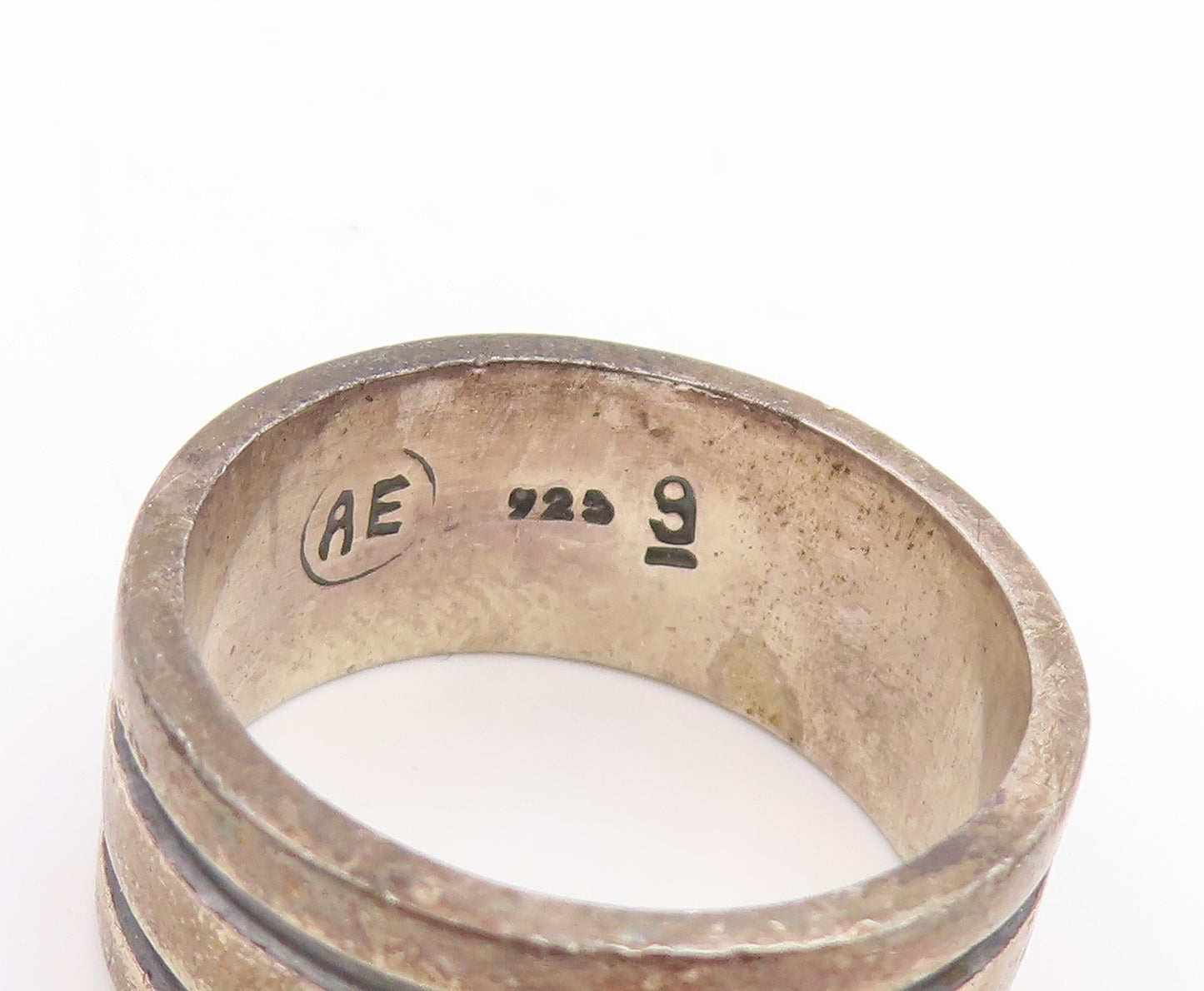 925 Sterling Silver Vintage Ring ART'S ELEGANCE Ribbed Band  Sz 8.5  RG35323