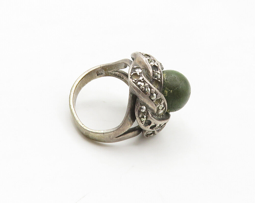 925 Sterling Silver Vintage Antique Jasper & Topaz Cocktail Ring Sz 5.5  RG17261