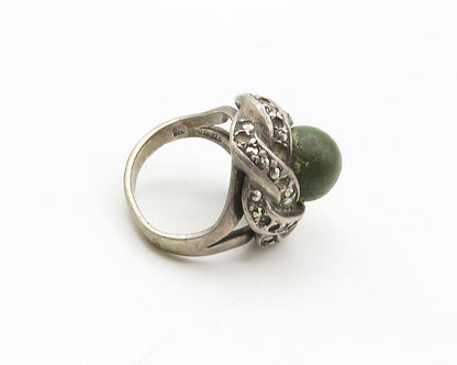 925 Sterling Silver Vintage Antique Jasper & Topaz Cocktail Ring Sz 5.5  RG17261