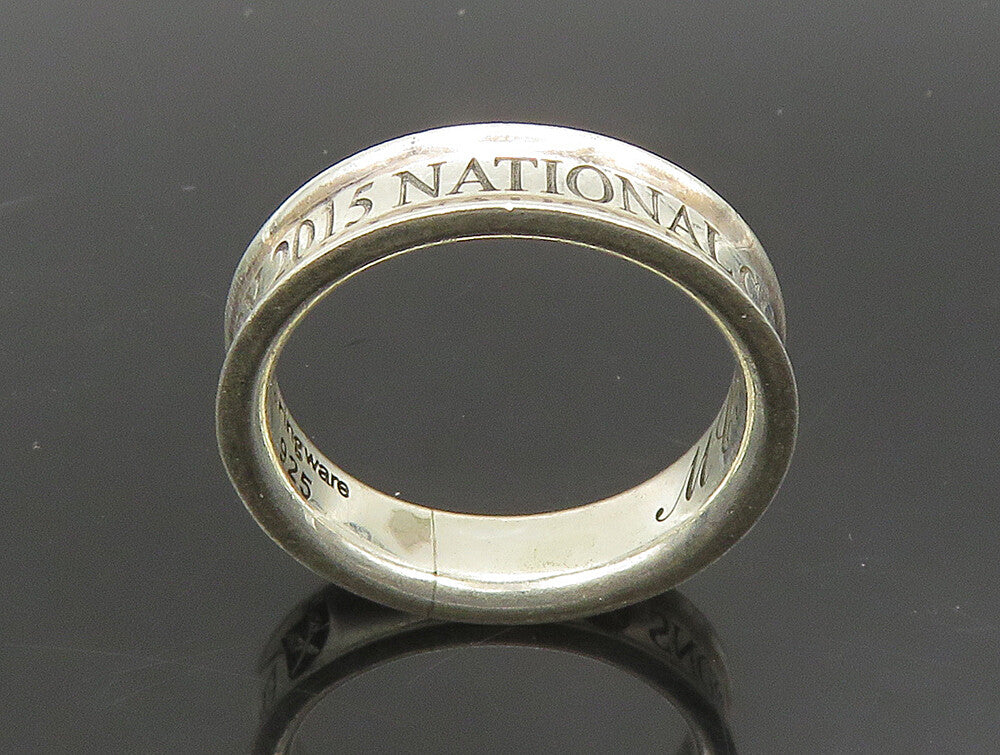 925 Silver  Vintage Shiny Emory 2015 Champions Concave Band Ring Sz 6  RG23951